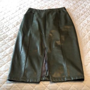 Olive Green pleather pencil skirt